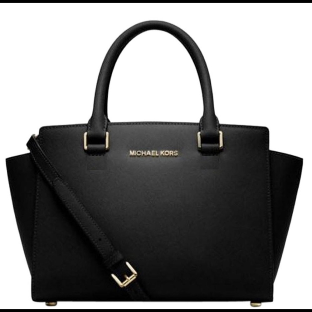 Michael Kors Black Selma Saffiano Leather Satchel